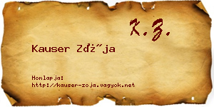 Kauser Zója névjegykártya